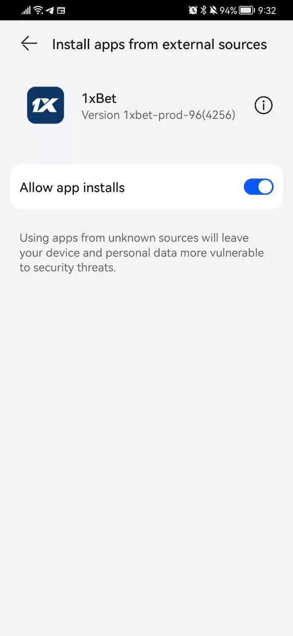 Allow installation of applications from unknown sources.