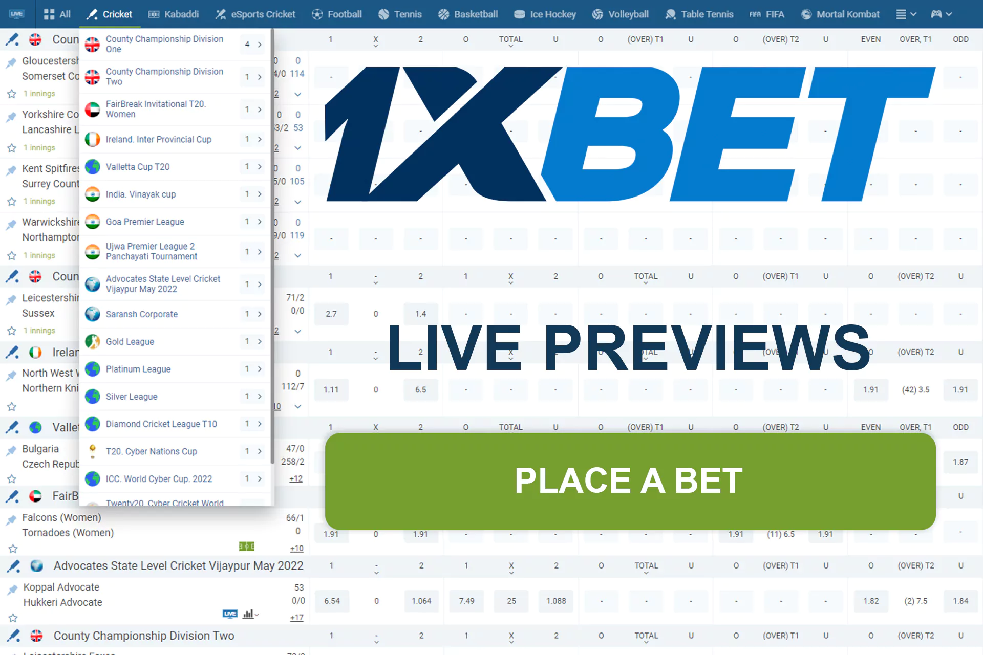Bet in Live Previews on the official 1xBet website in Bangladesh.