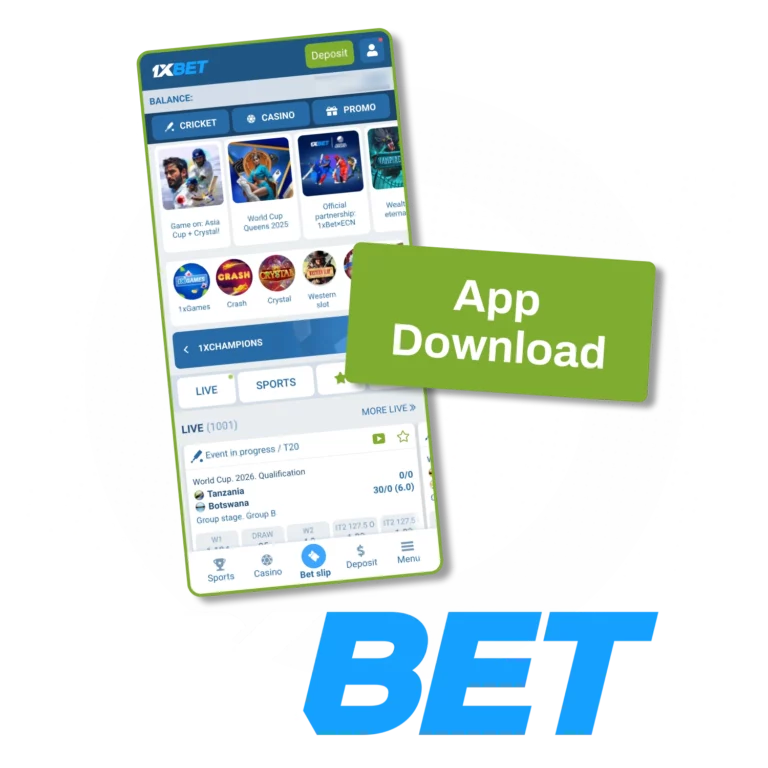 Interfaz de la app 1xbet