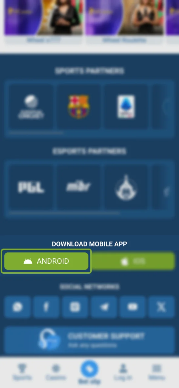 Download the current 1xBet APK file.