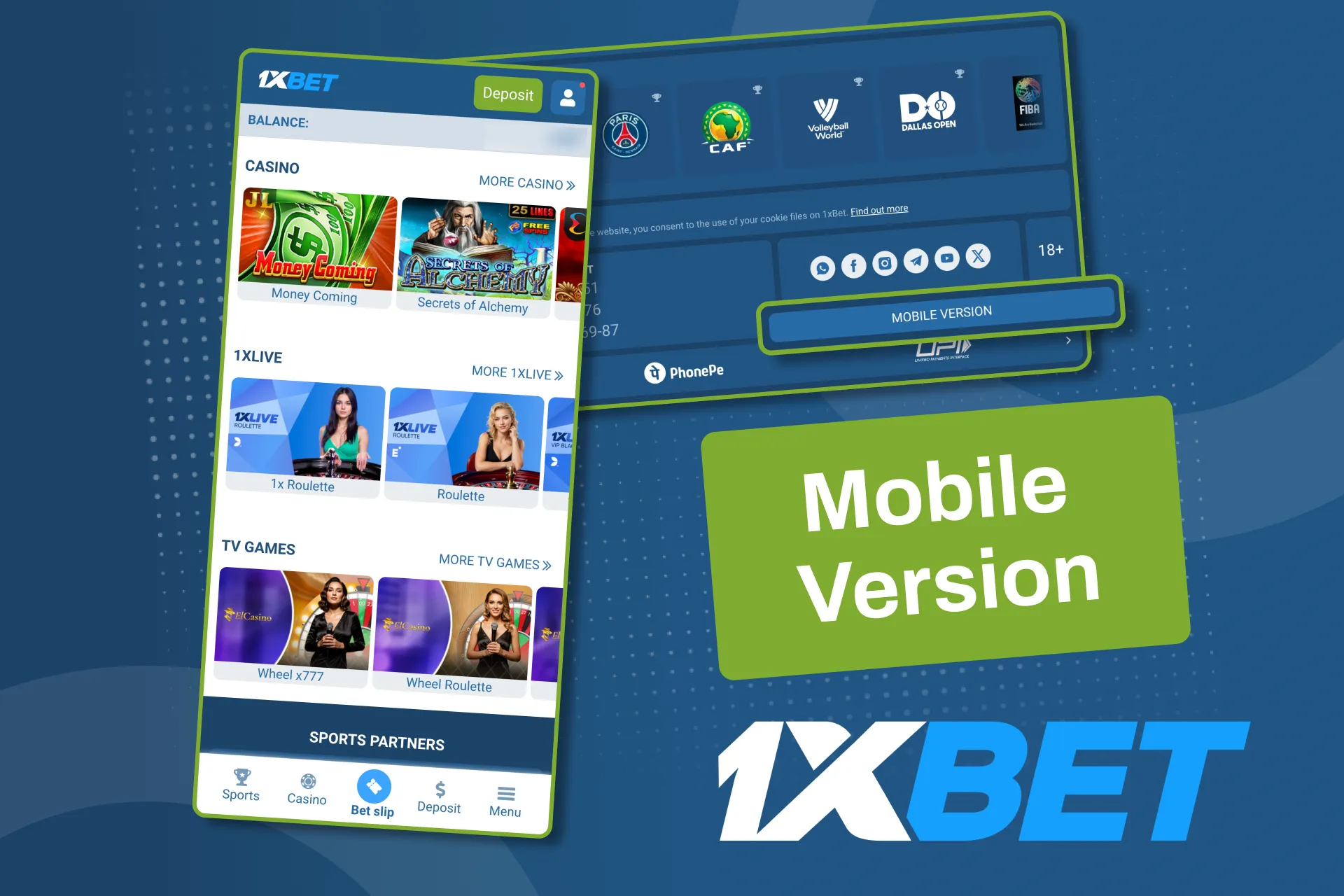 The 1xBet mobile site has the same functions as the Android and iOS apps have.