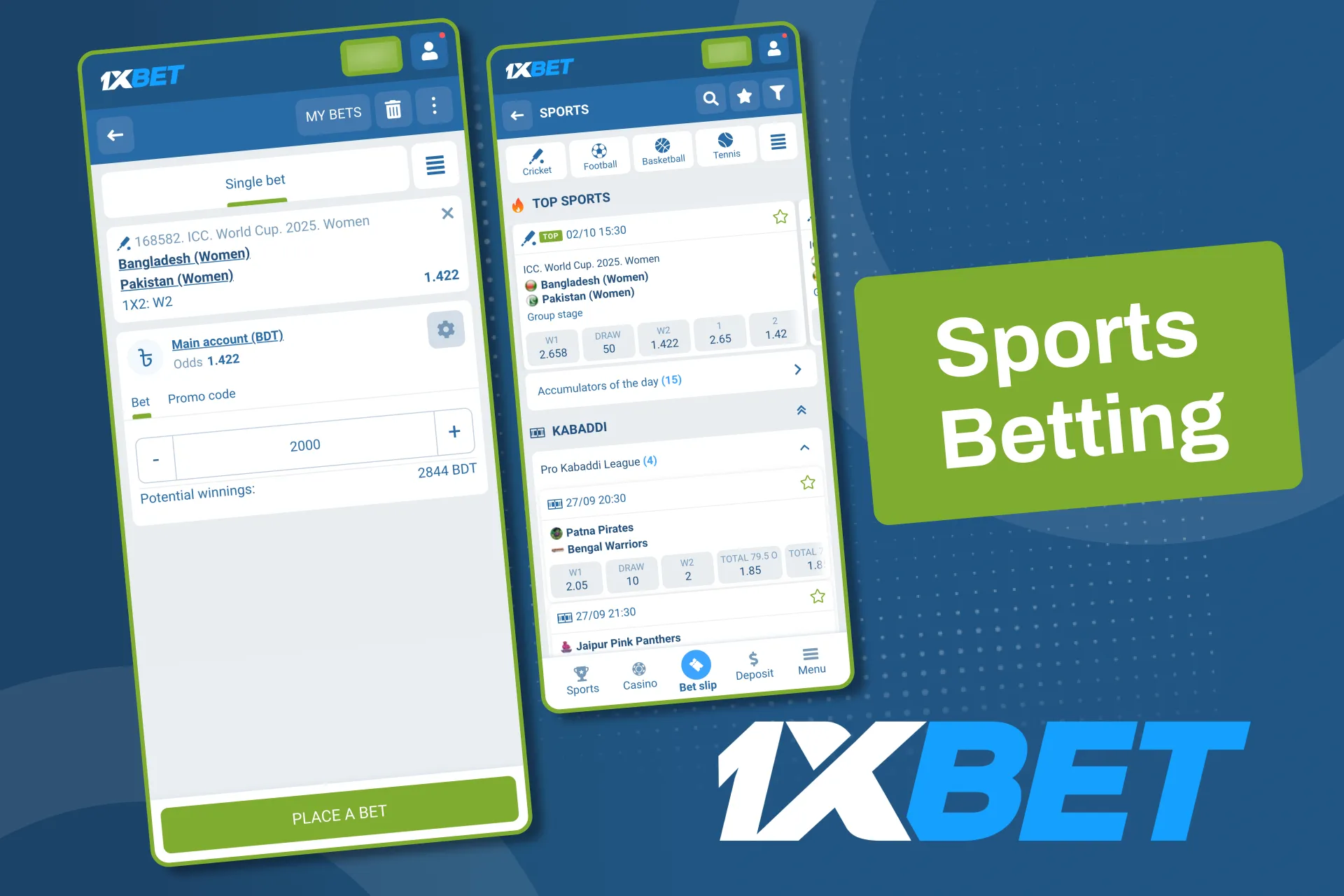 1xBet focuses on sports betting including cricket, football, tennis and others.