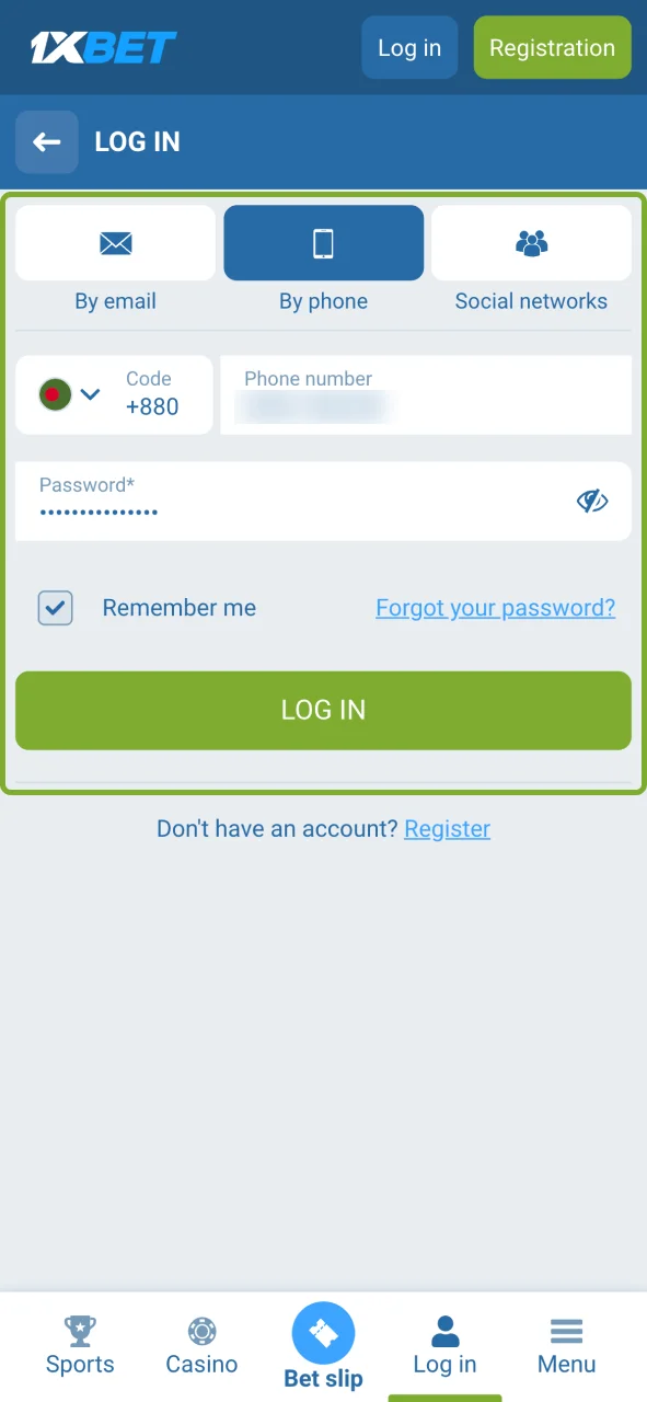 Create your 1xBet account and start playing.