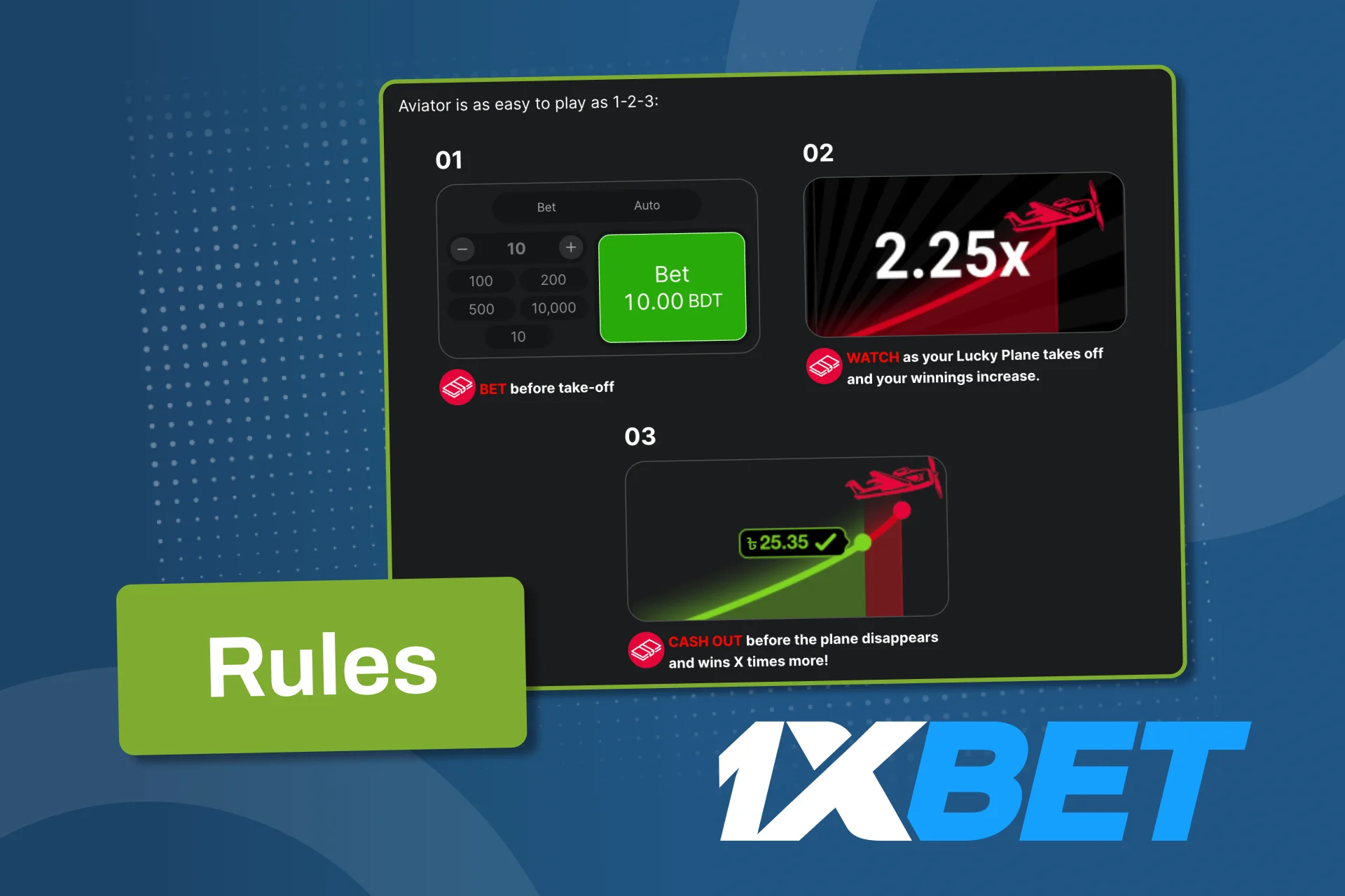 Learn Aviator rules and play smart on 1xBet.