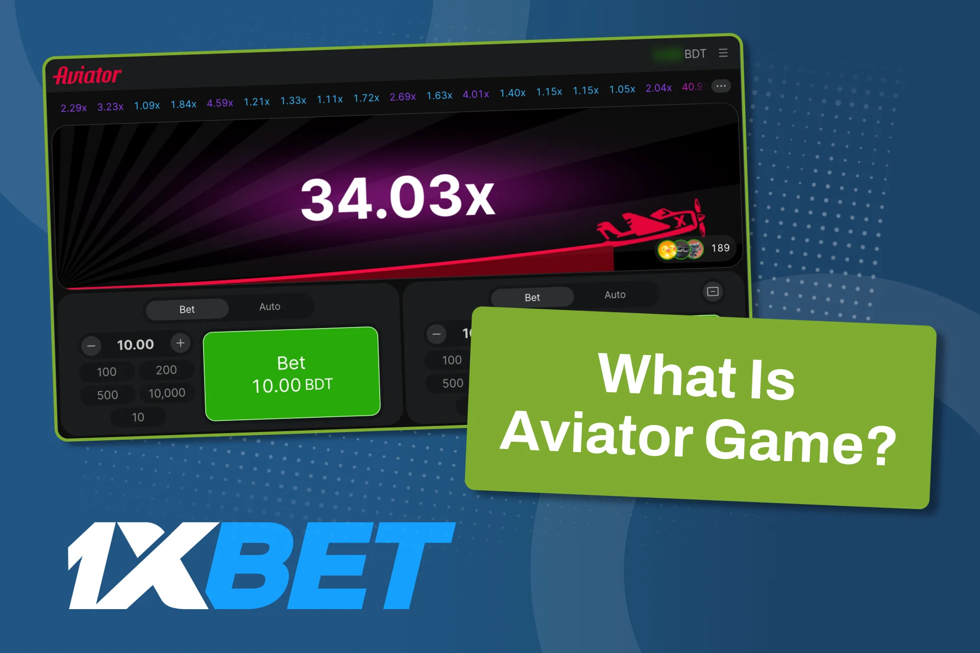 Play Aviator on 1xBet and cash out in time.