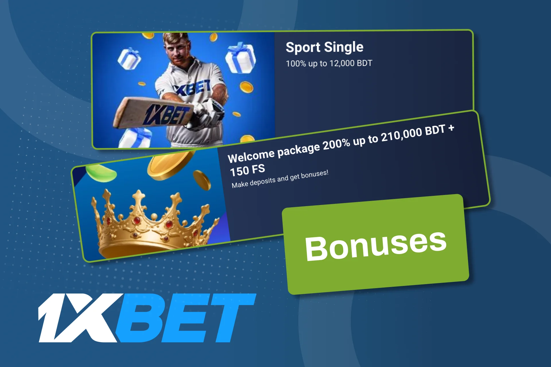 Claim your welcome sports or casino bonus after registering at 1xBet.