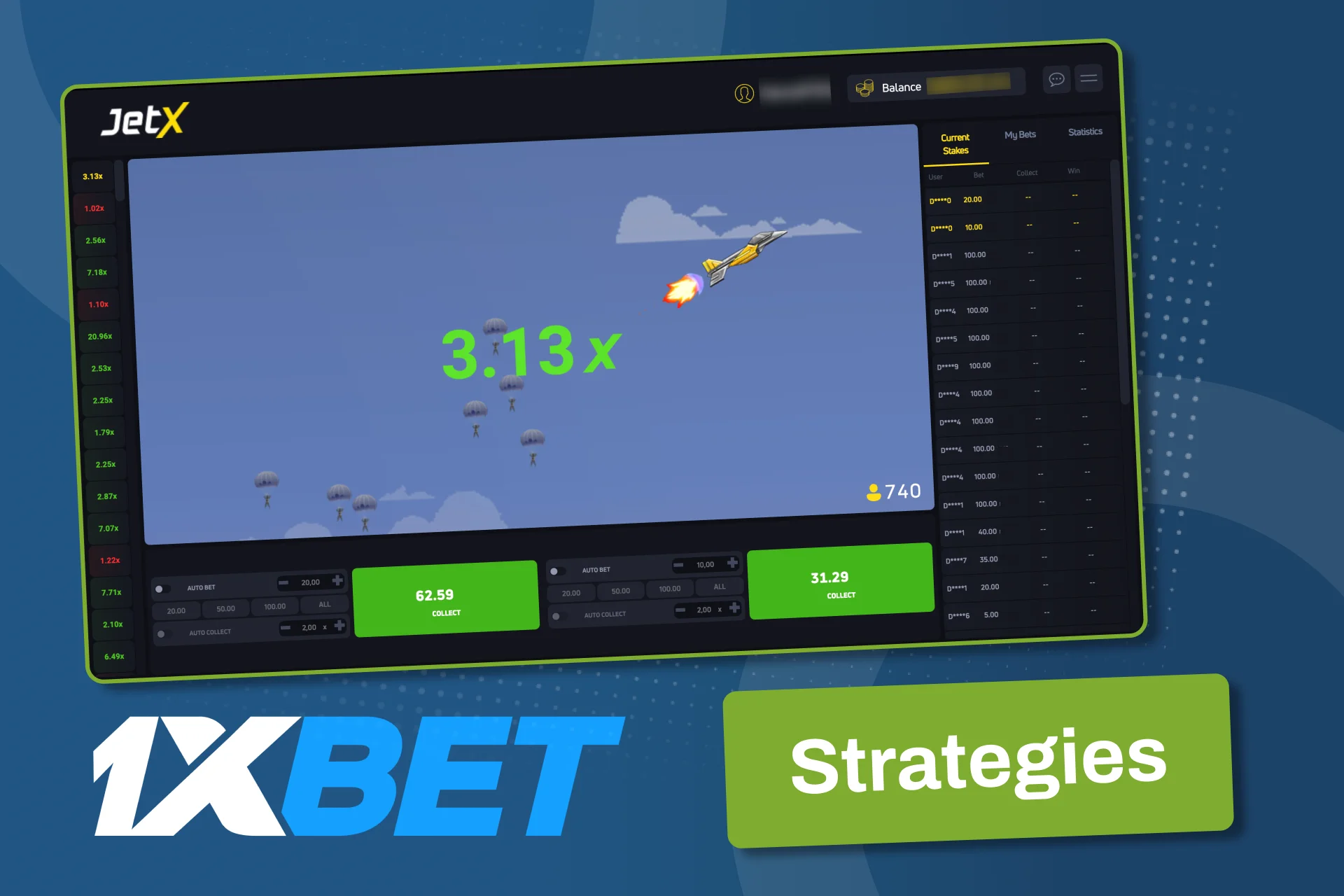 Use smart strategies in JetX on 1xBet to manage your bets.