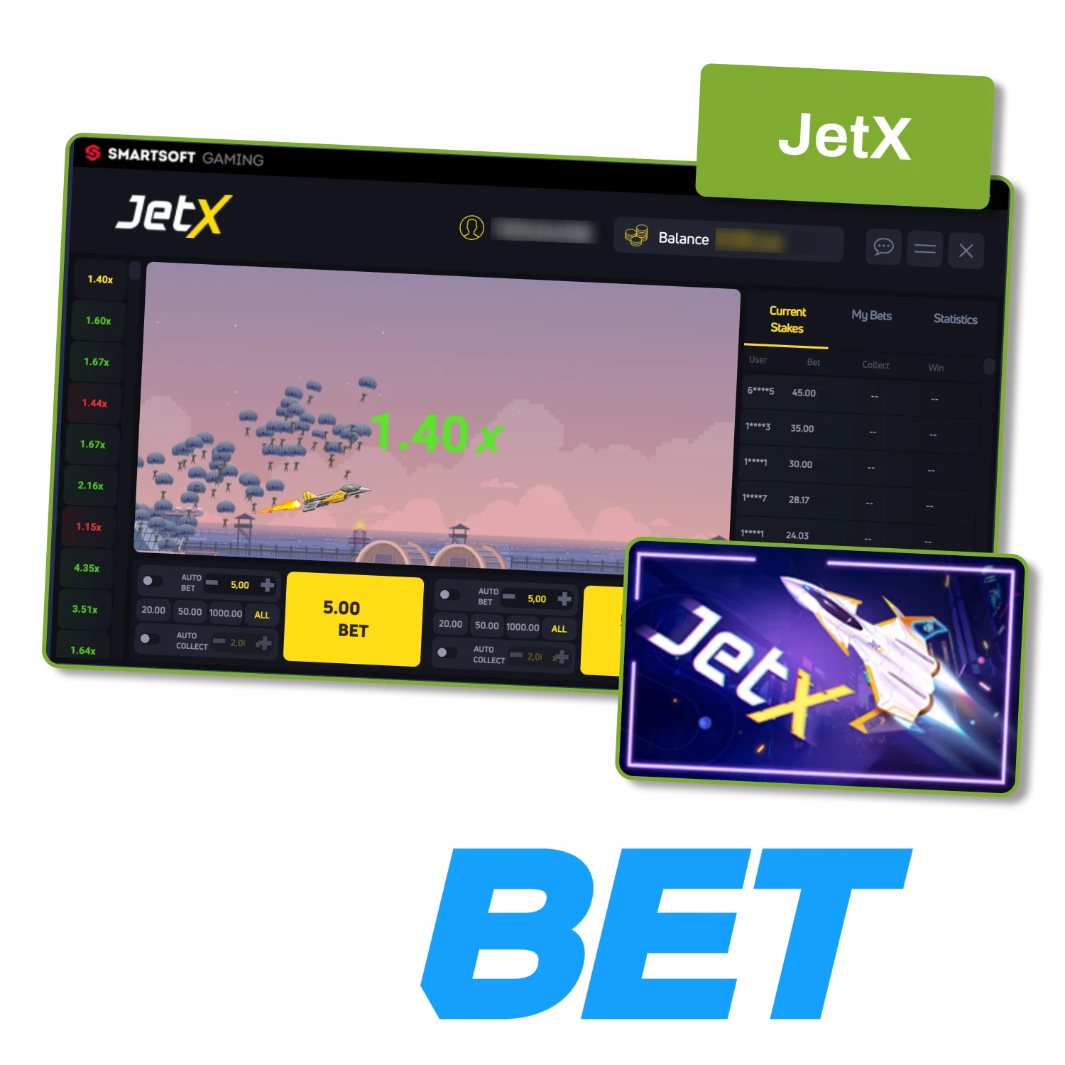 Play JetX on 1xBet and cash out before the jet disappears.