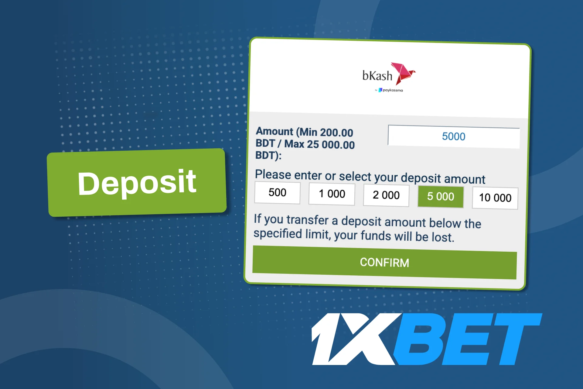 Choose your payment method on 1xBet and deposit securely in BDT.