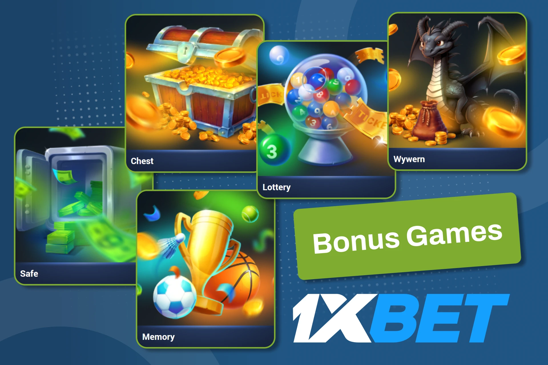 Use 1xBet Bonus Games to spend points on mini-games and win extra points, promo codes, or major prizes.