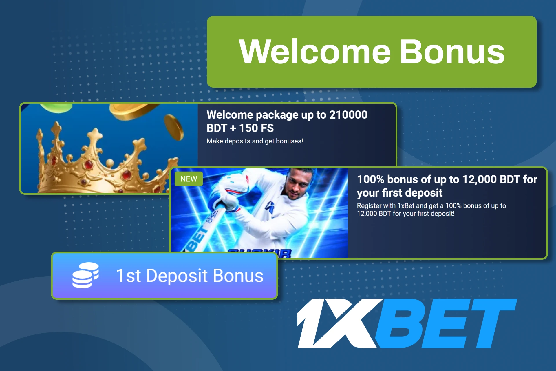 Claim the exciting welcome bonus to boost your initial deposit on 1xBet.