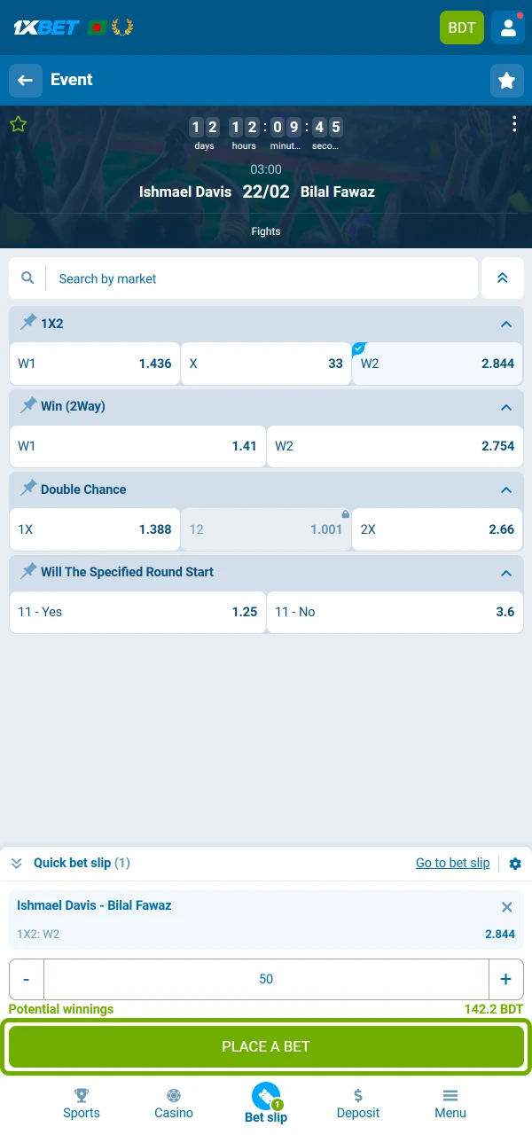 1xBet-এ আপনার বক্সিং বাজি নিশ্চিত করুন এবং একটি বিরামহীন বাজির অভিজ্ঞতা উপভোগ করুন।