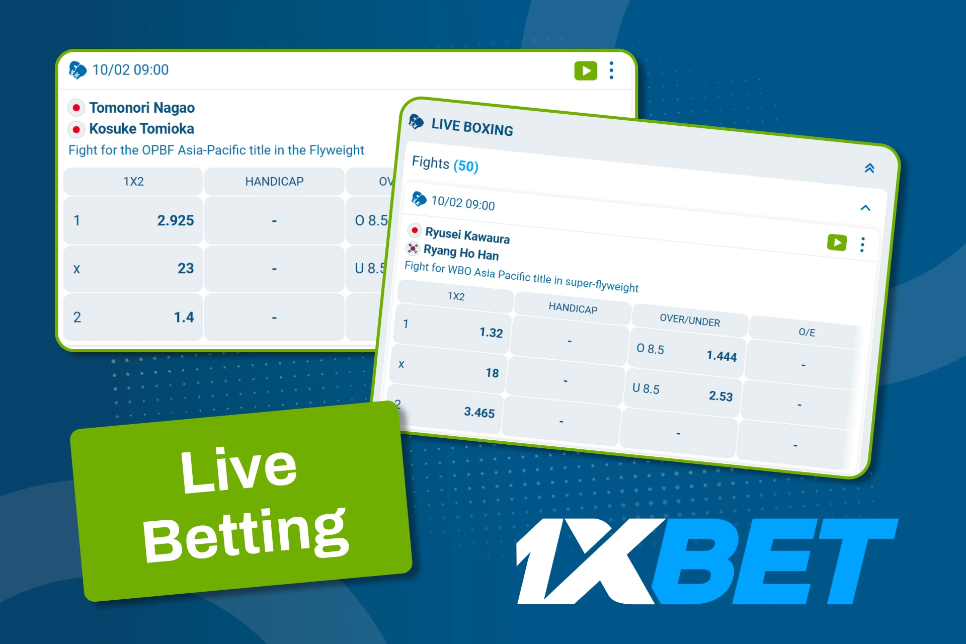 BD-তে 1xBet-এ লাইভ বক্সিং বাজি রাখুন এবং দ্রুত গতির প্রতিকূল পরিবর্তনের সুবিধা নিন।