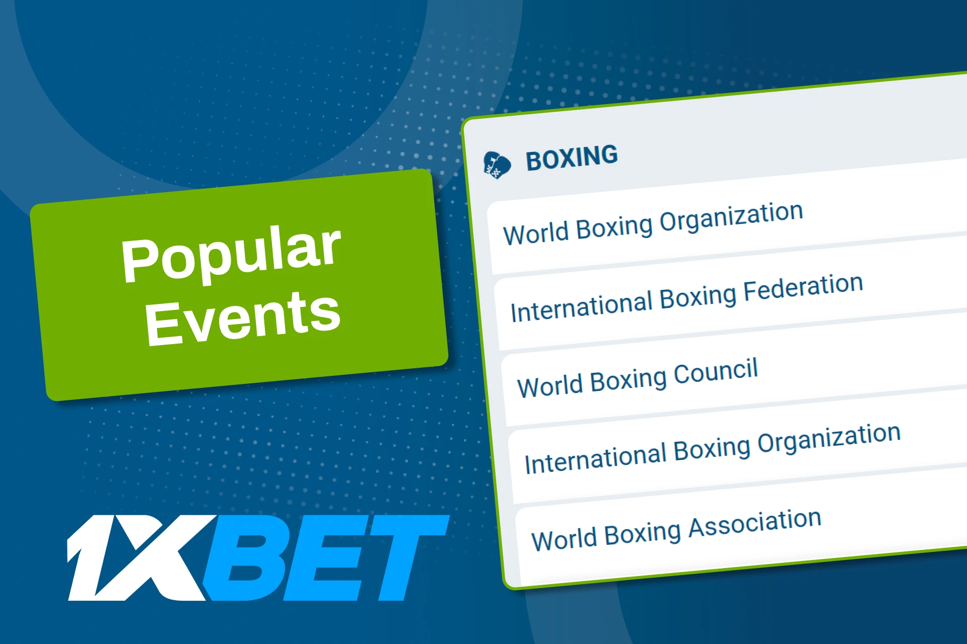 1xBet-এ জনপ্রিয় বক্সিং লীগে বাজি ধরুন এবং বিশ্বের শীর্ষ অনুমোদিত লড়াইয়ে অ্যাক্সেস উপভোগ করুন।