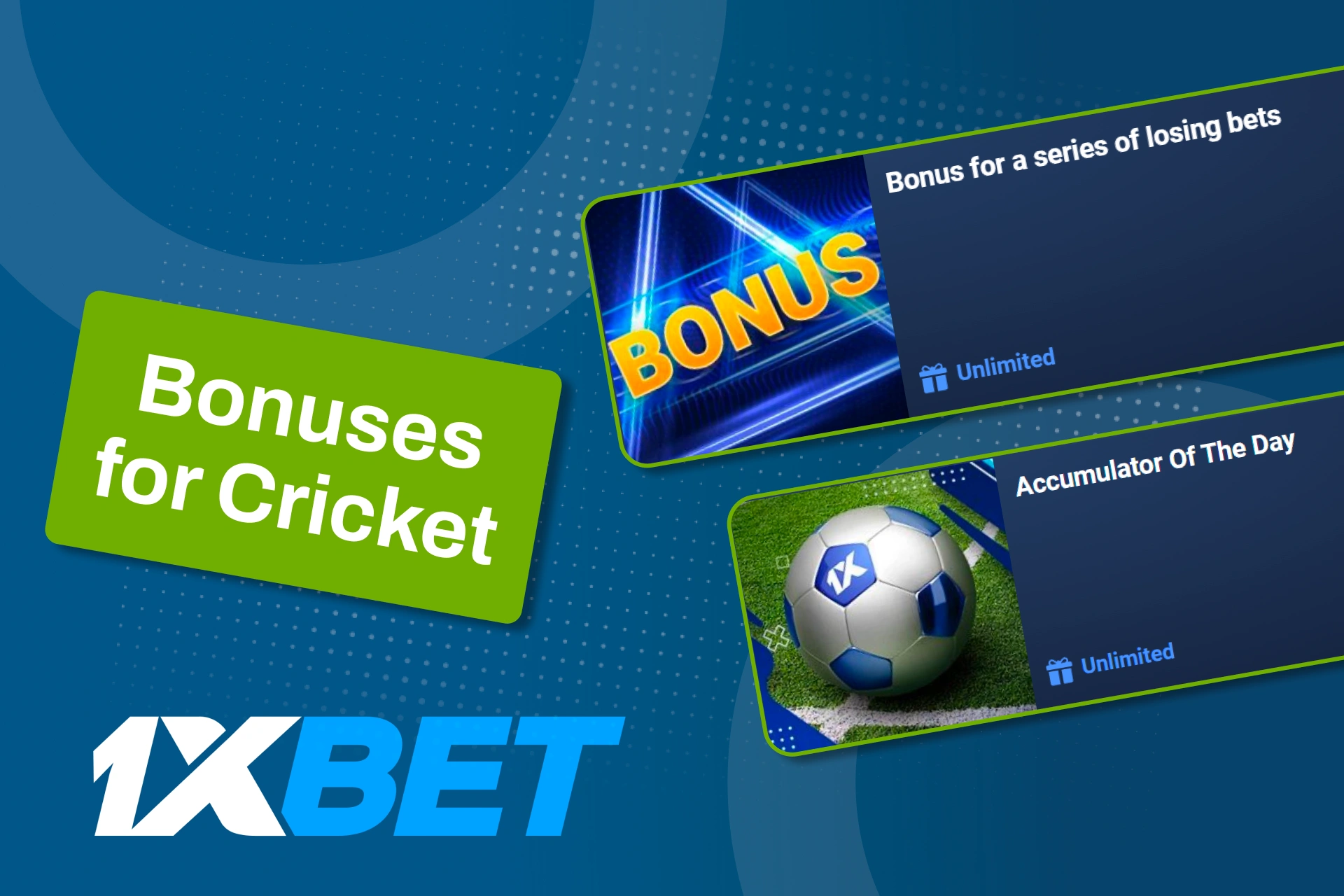 Boost your cricket bets with active bonuses on 1xBet.
