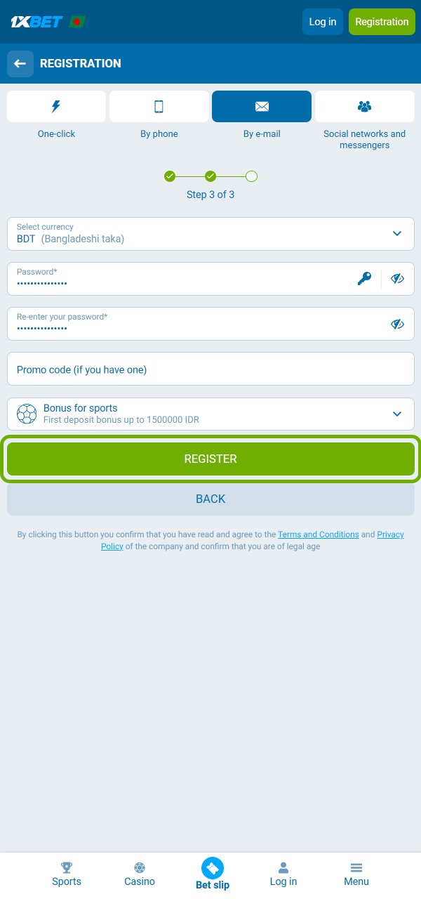 Start your CS betting journey with simple registration on 1xBet.