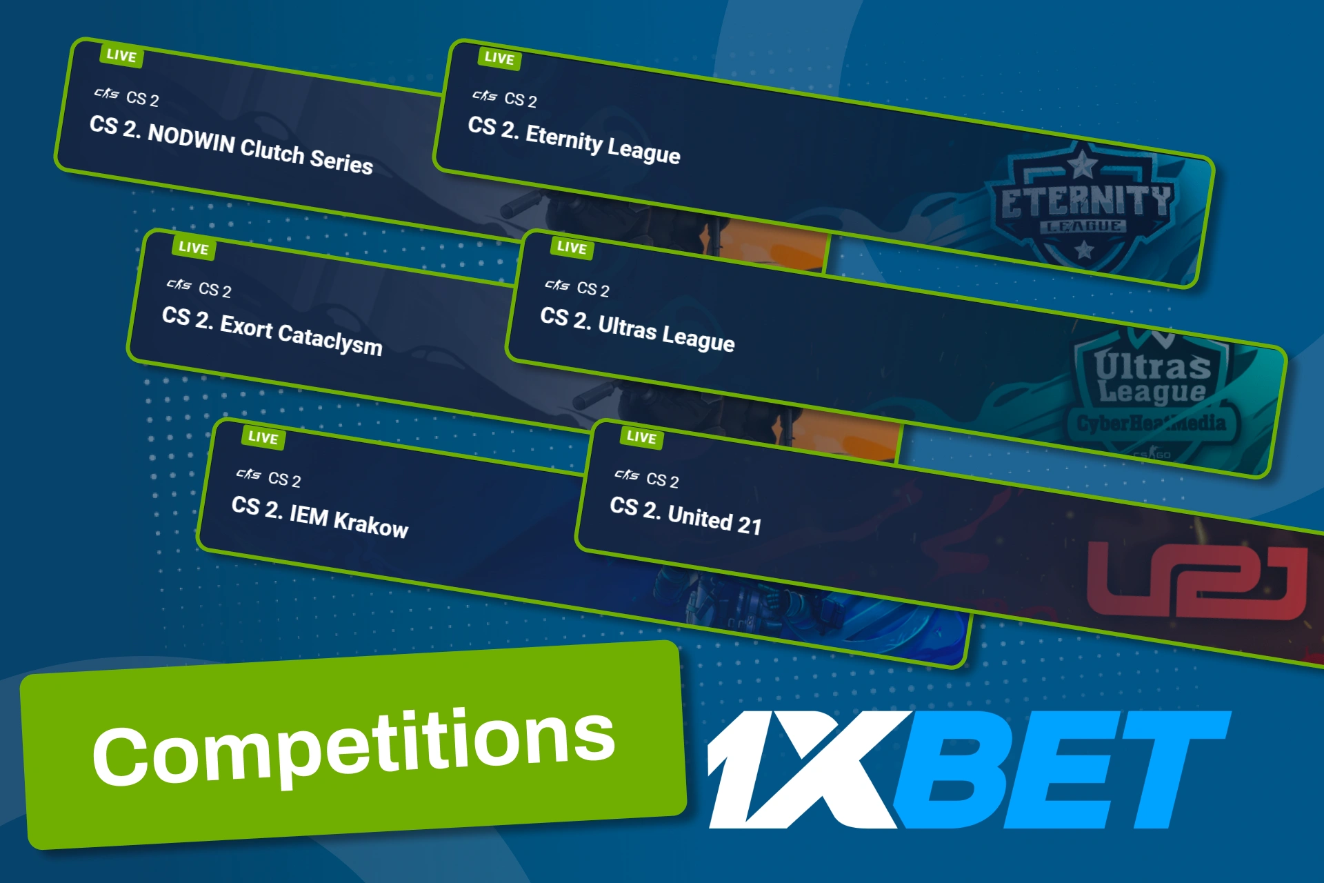 Bet on active CS tournaments and daily matchups on 1xBet.