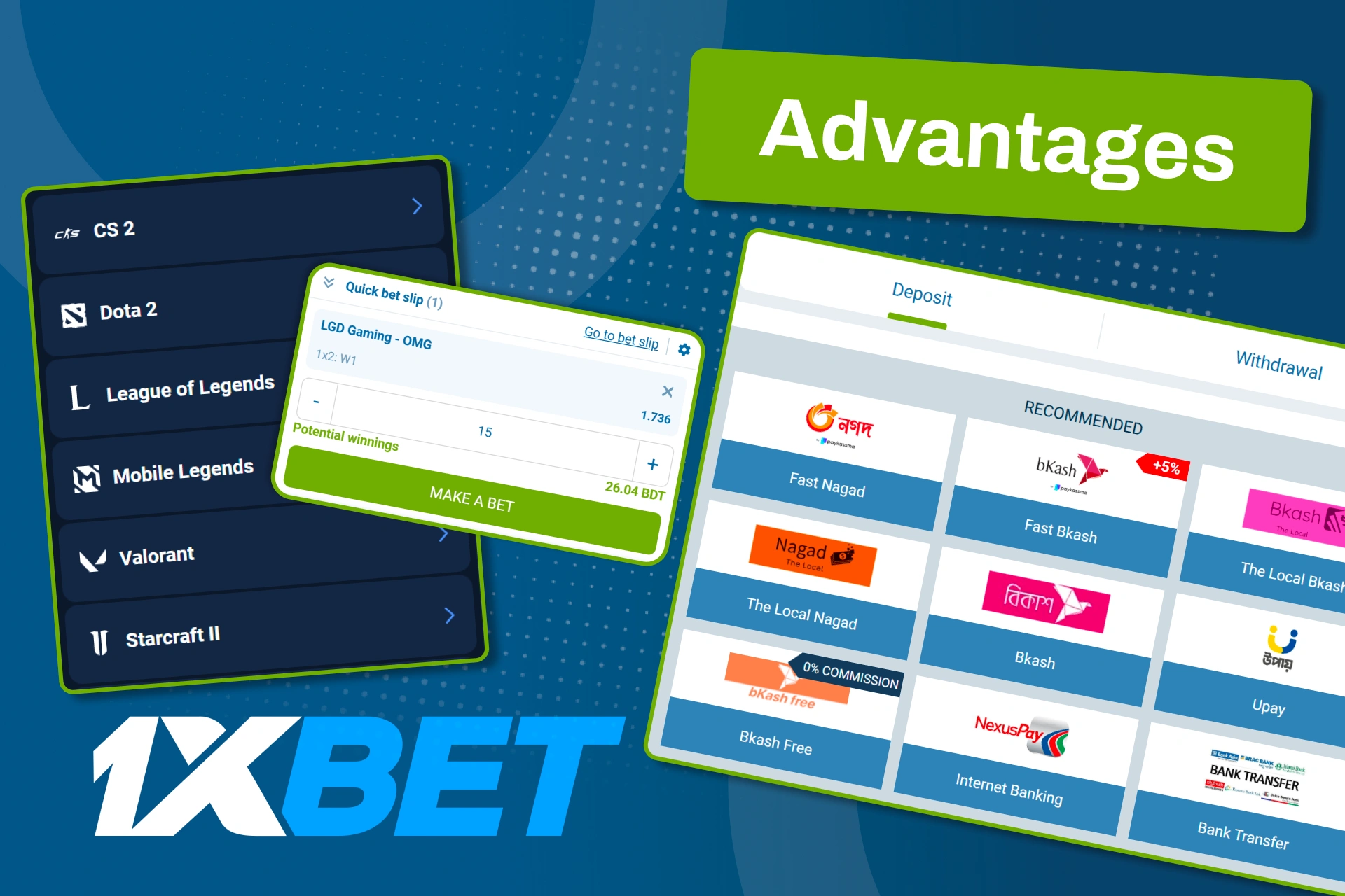 Enjoy live and prematch esports with smart tools on 1xBet.