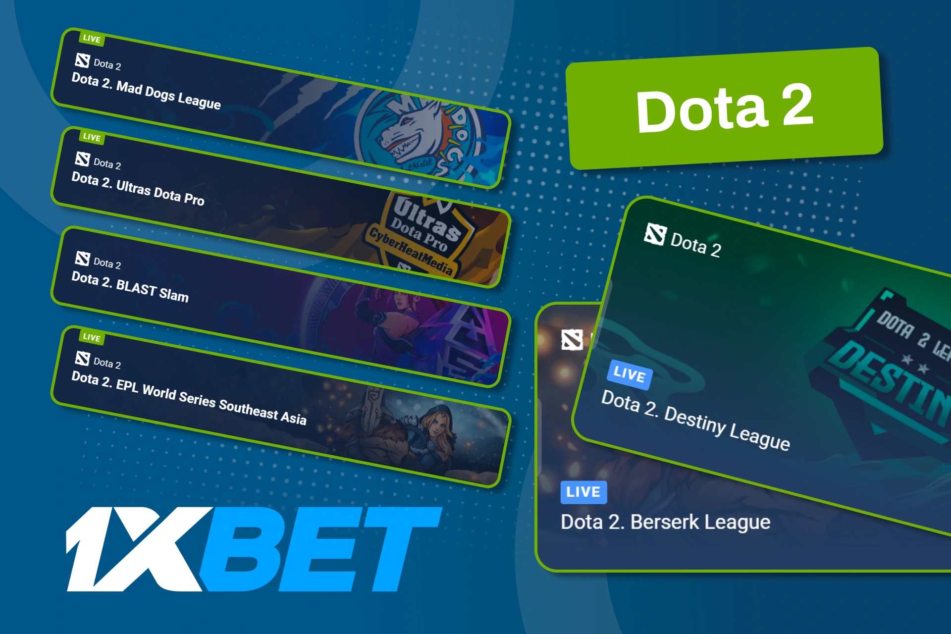 Follow multiple Dota2 tournaments and place bets easily on 1xBet.