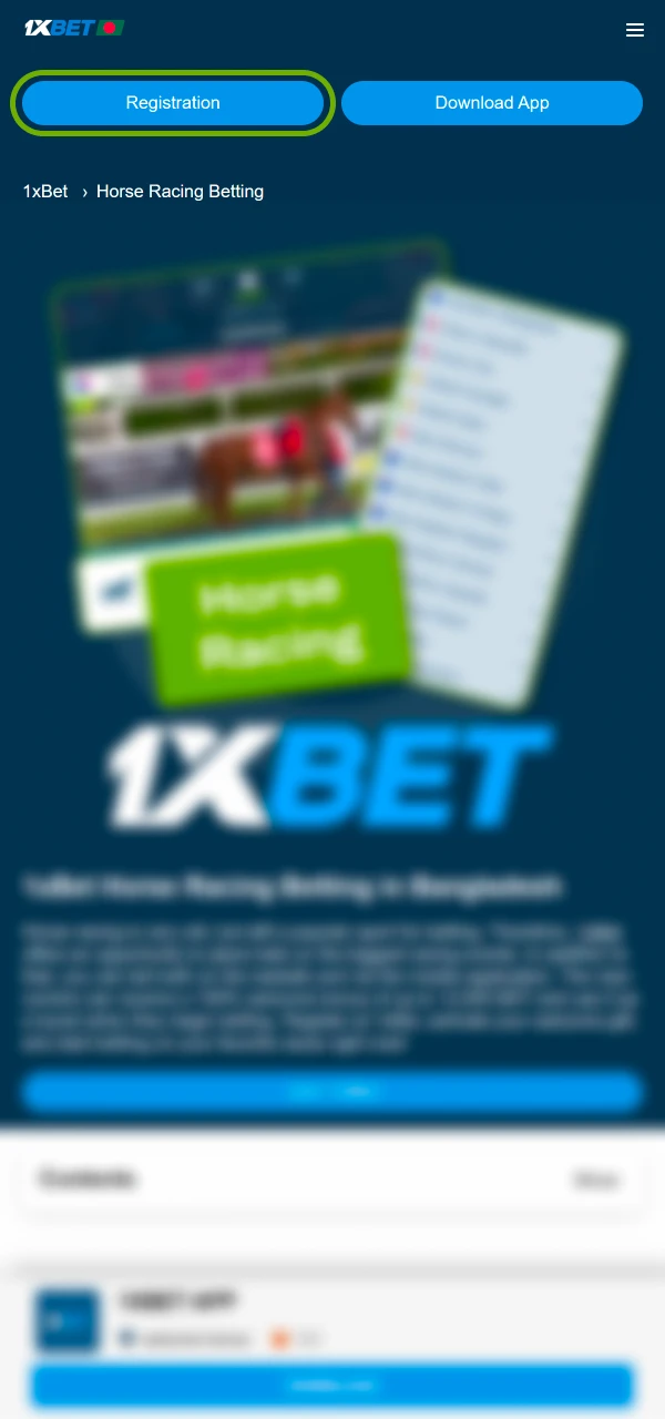 Create an account easily and access horse racing markets on 1xBet.