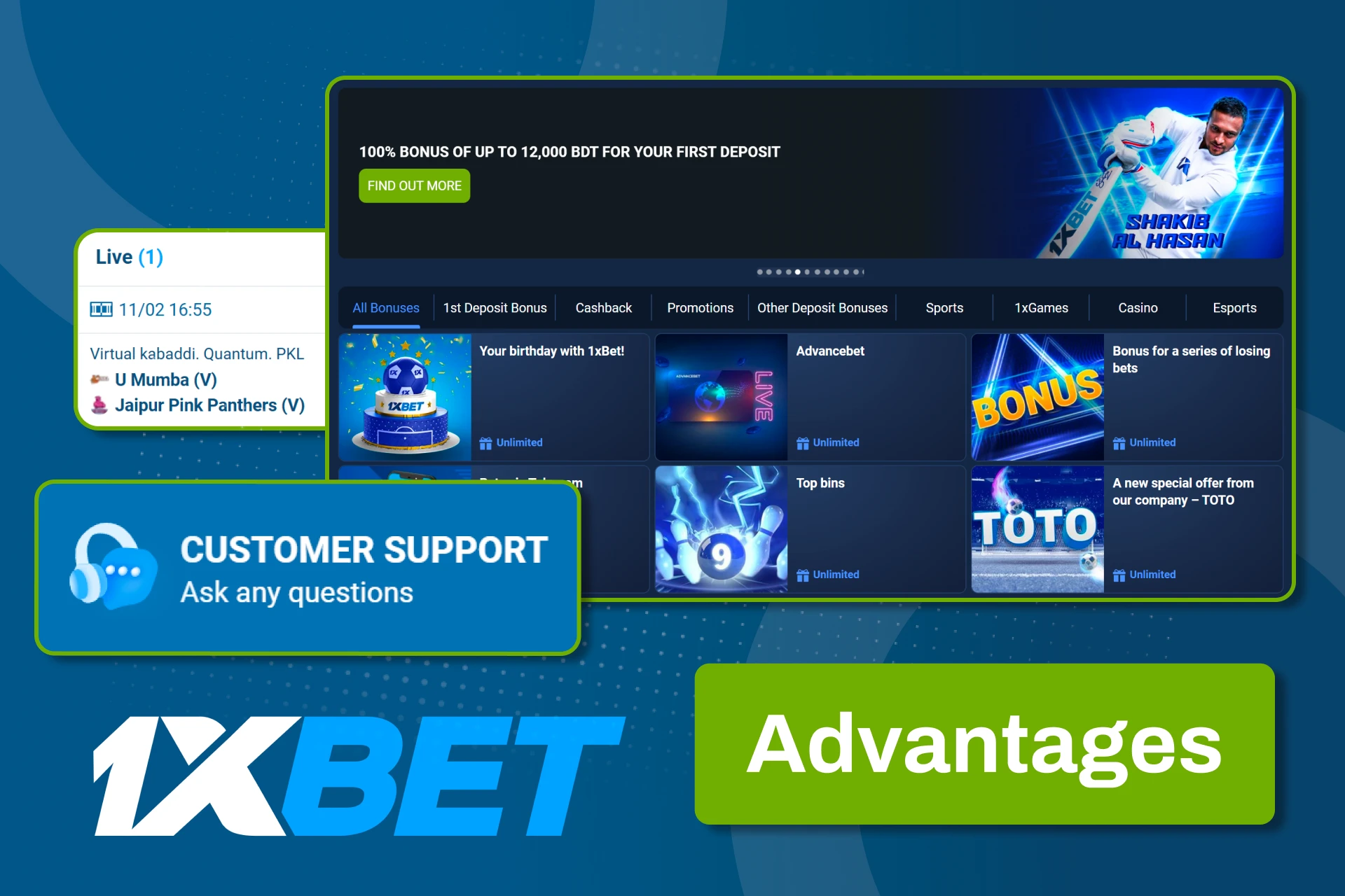 সহজ বাজার এবং দ্রুত সমর্থন সহ 1xBet-এ আরামদায়ক কাবাডি বাজি ধরার অভিজ্ঞতা নিন।