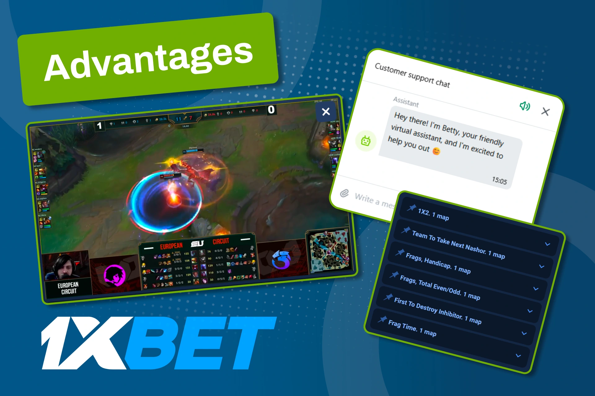 Explore wide League of Legends markets and competitive odds on 1xBet.