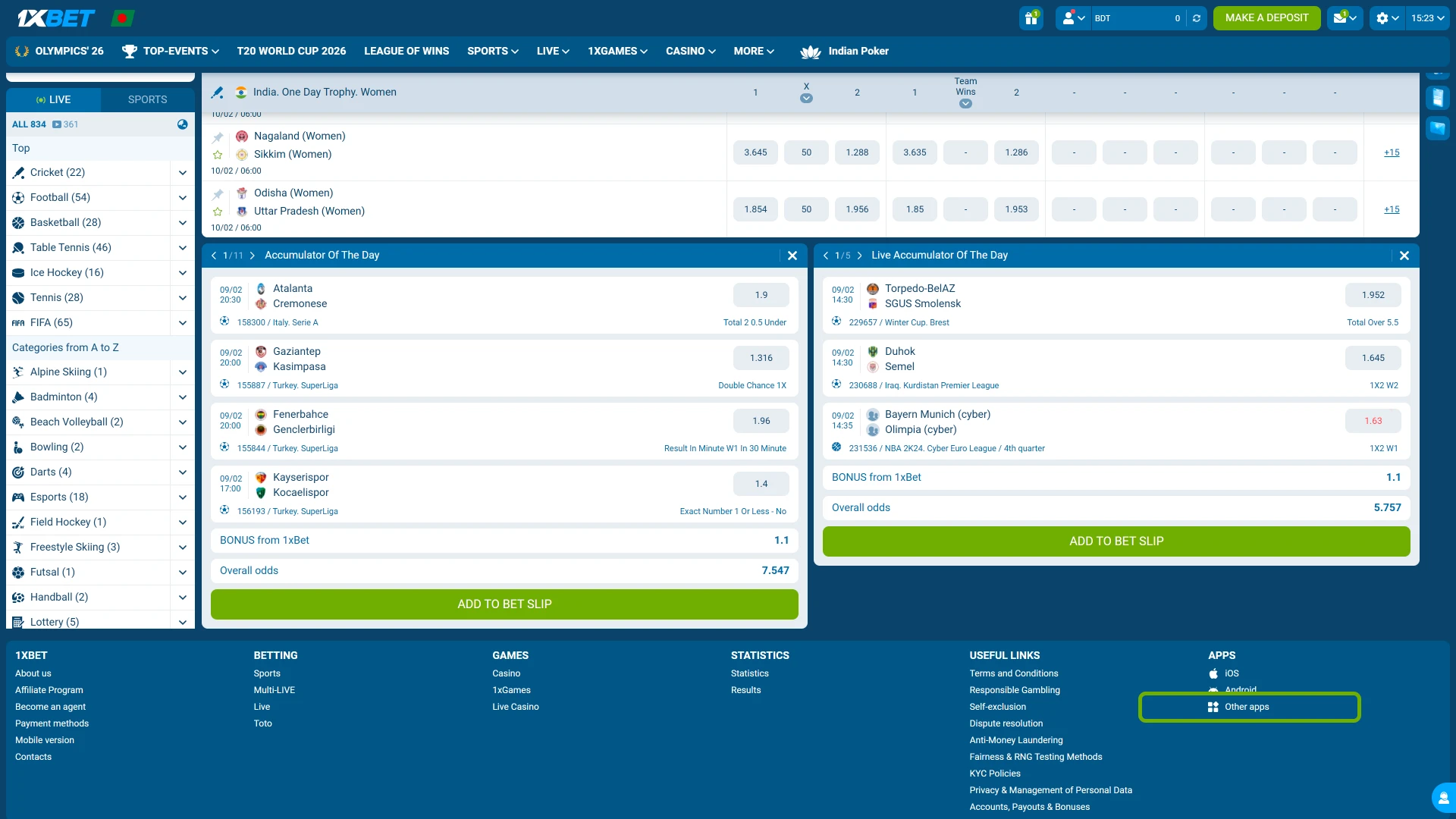 Use the other apps option at 1xBet to find and download the PC application.