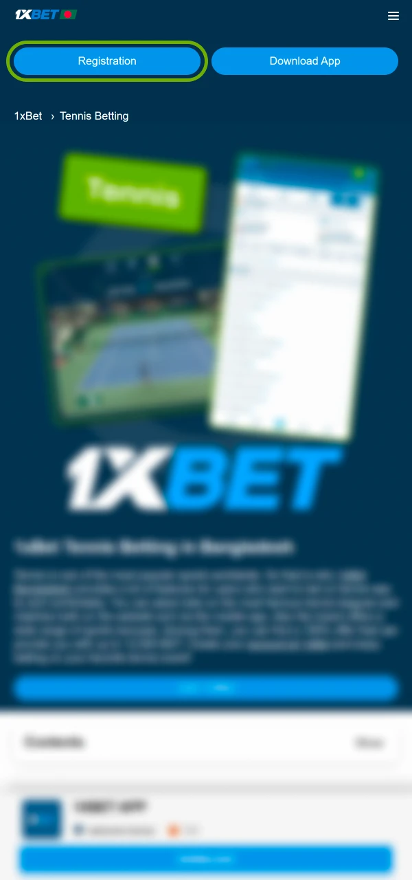 প্ল্যাটফর্মে যোগ দিন এবং 1xBet-এ টেনিস বেটিং টুল অ্যাক্সেস করুন।