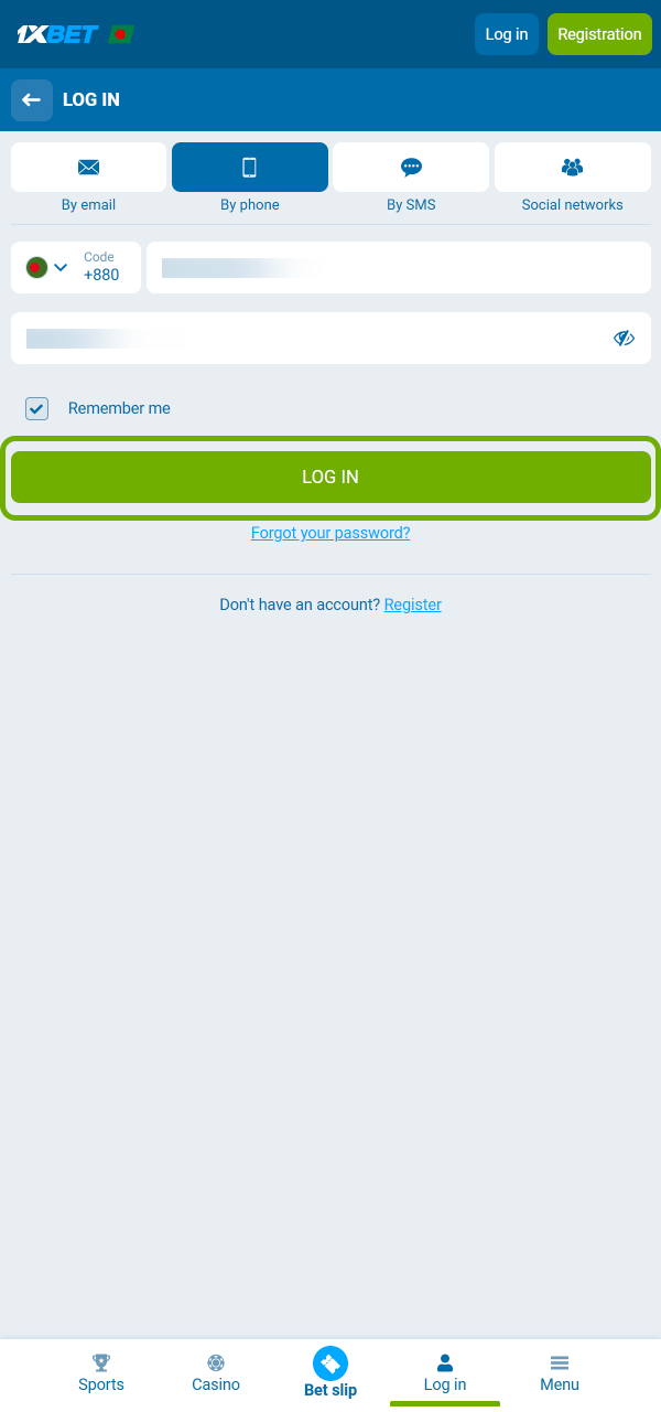 Complete setup and log in to place bets on 1xBet.