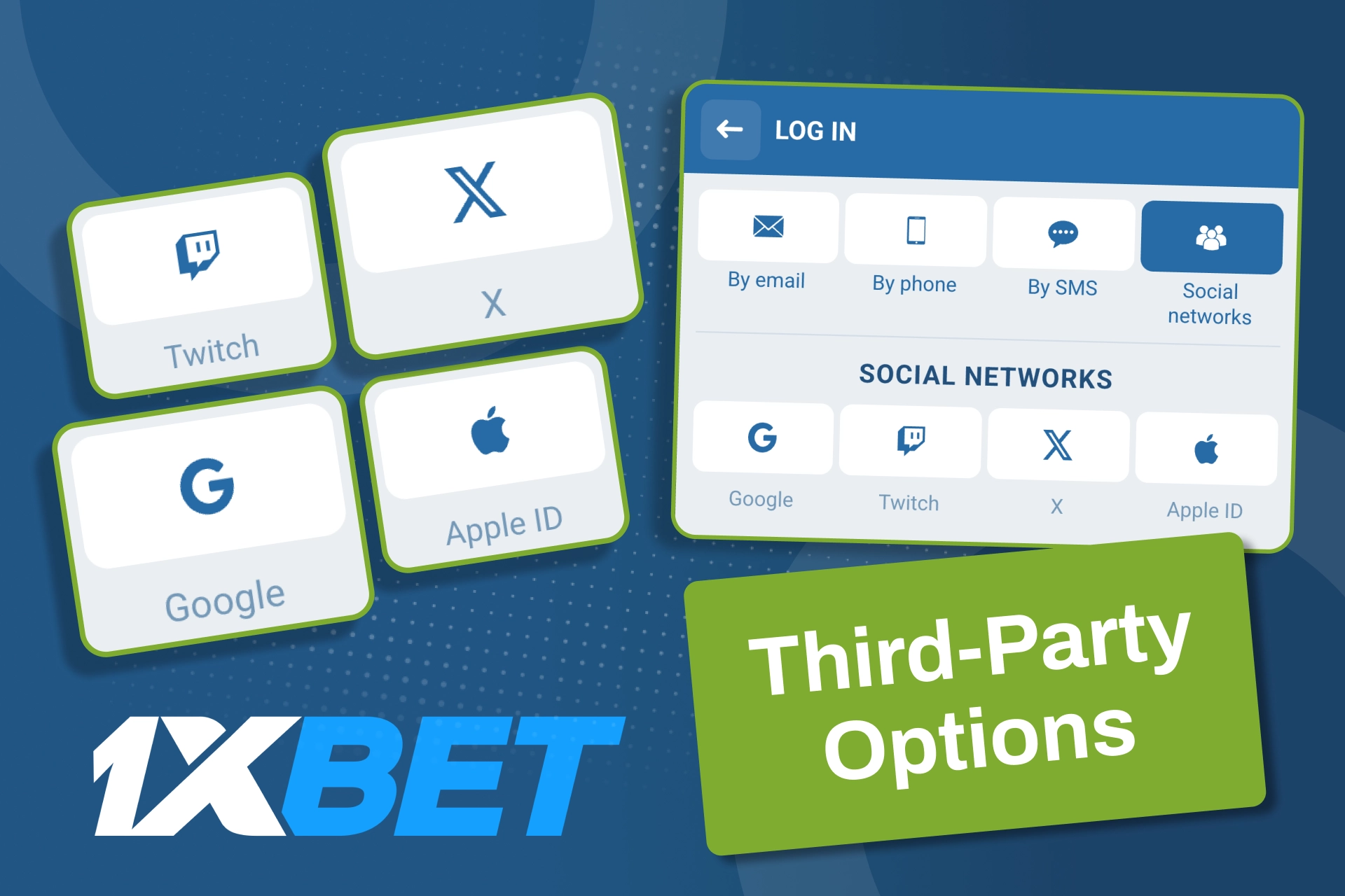 Choose 1xBet login via Google or Apple and enter your account instantly.